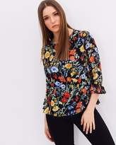 Thumbnail for your product : Dorothy Perkins Floral 3/4 Flute Top