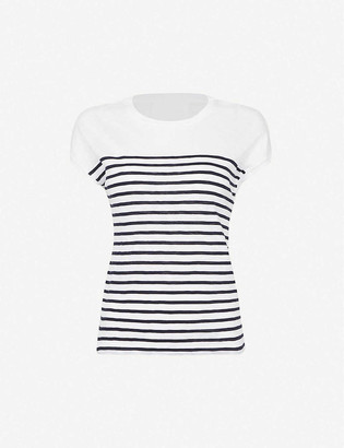 Whistles Striped cap-sleeved cotton-jersey T-shirt