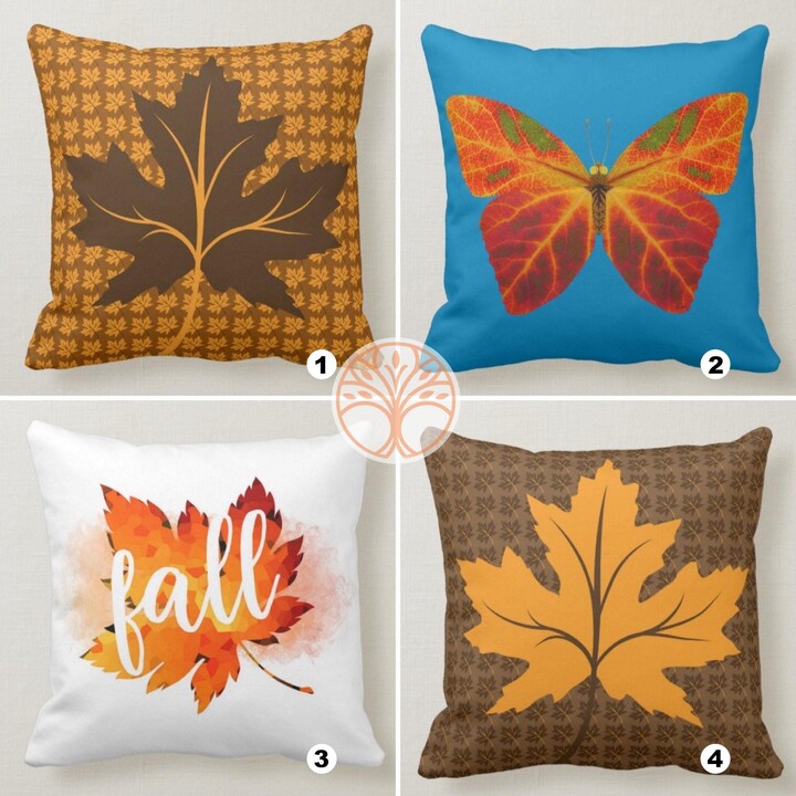 Etsy Fall Trend Pillow Cover|Autumn Cushion Case|Orange Leaves Throw Pillow|Decorative Home Decor|Housewarming Farmhouse Butterfly Case
