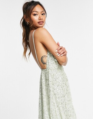ASOS EDITION embellished cami midi dress in sage green - ShopStyle