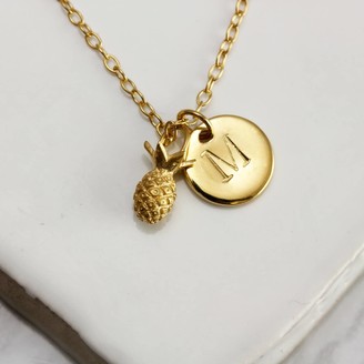 Pineapple & Initial Necklace