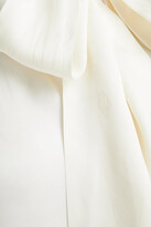 Thumbnail for your product : Maje Pussy-bow satin jacquard-trimmed jersey T-shirt