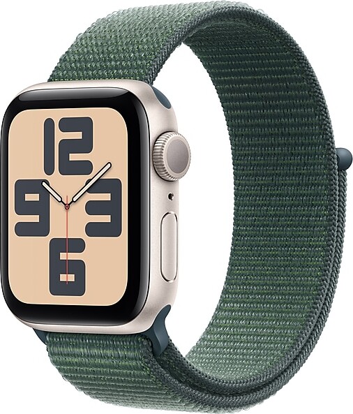 Apple Watch SE GPS Smartwatch, 40mm, Starlight Aluminum Case with Lake Green Sport Loop (MXEH3LL/A)