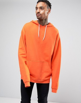 ASOS Oversized Longline Hoodie In Orange With Super Long Sleeves