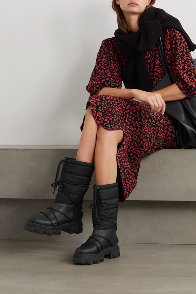 Ganni quilted shell and leather platform boots Clearance