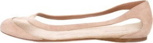 Alaia Mesh Ballet Flats Neutrals Suede Trim Semi-Pointed Toes with Mesh Accents