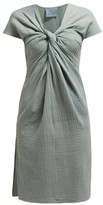 Thumbnail for your product : Loup Charmant Gilgo Knotted Cotton-gauze Mini Dress - Green