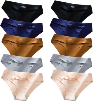 REHJJDFD 10PCS/Set Seamless Women's Panties Solid Color Silk Satin Underwear  Sexy Cozy Panty Set 22 XXXL#10pcs - ShopStyle Knickers