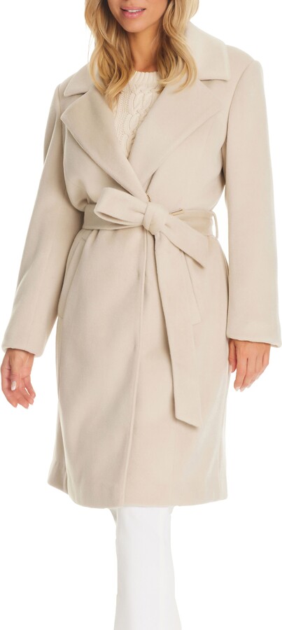 Vince Camuto Belted Coat with Removable Faux Fur Collar