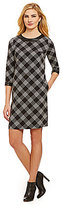 Thumbnail for your product : Jones New York Collection Faux-Leather-Trimmed Plaid Shift Dress