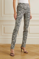 Thumbnail for your product : Proenza Schouler Zebra-jacquard Stretch Cotton-blend Slim-leg Pants - Animal print