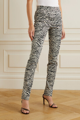 Proenza Schouler Zebra-jacquard Stretch Cotton-blend Slim-leg Pants - Animal print