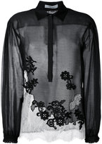 Blumarine - chemise à détails en dentelle - women - Soie/coton/Polyamide/Viscose - 44