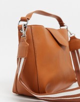 Thumbnail for your product : My Accessories London cross body bucket bag in tan with webbing straps