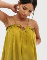 Thumbnail for your product : GHOSPELL oversized midi cami dress with tie front in satin-Gold