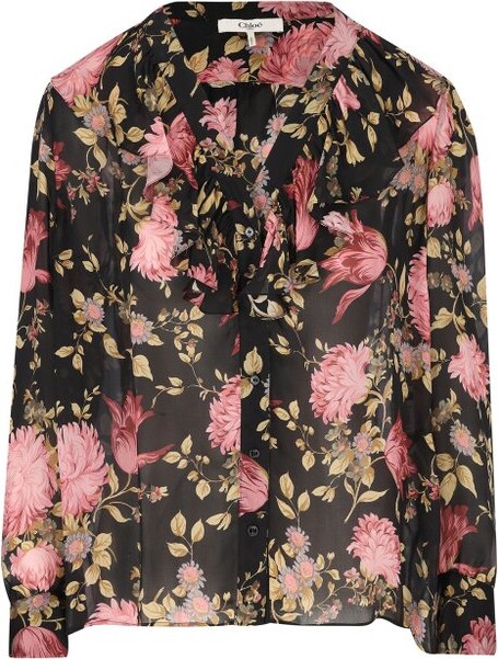 Chloé V-Neck Ruffled Blouse