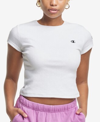 Champion Women's Ribbed-Knit Cropped T-Shirt