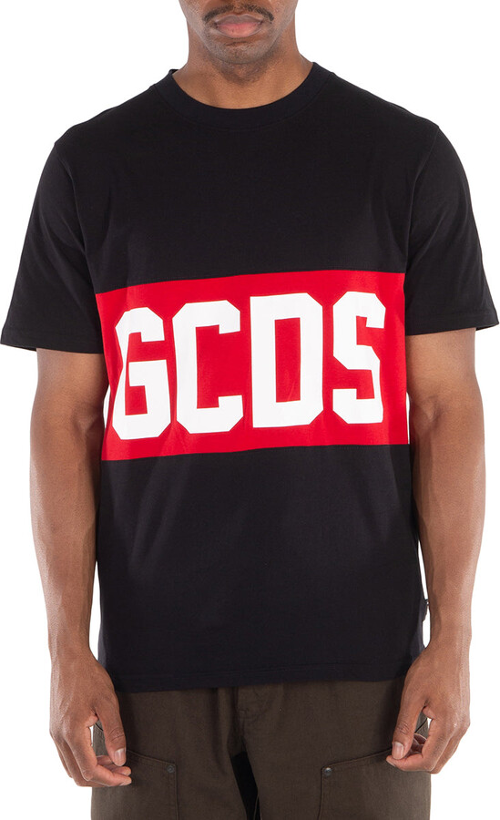 GCDS Black Logo Band Cotton T-Shirt