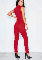 Thumbnail for your product : Missy Empire Dahla Red V Neck Sleeveless Jumpsuit