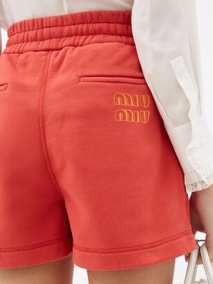 Miu Miu Logo-print Drawstring Cotton-jersey Shorts