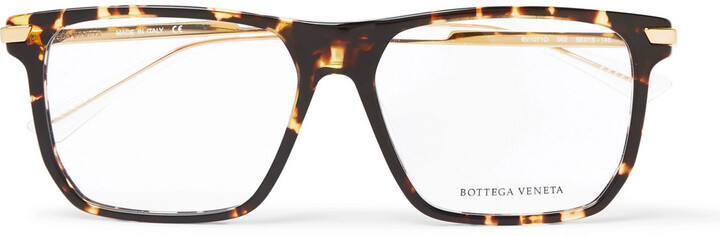 Bottega Veneta Square Frame Tortoiseshell Acetate And Gold Tone Optical Glasses Shopstyle Eyeglasses