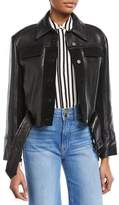 Thumbnail for your product : Frame Button-Front Paneled Leather Moto Jacket
