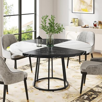 Tribesigns 47-inch Round Dining Table, Black and White - ShopStyle