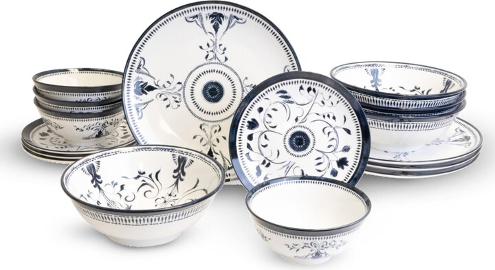 Lemieux Et Cie Bruges 16-Pc. Dinnerware Set Service for 4 - Blue White