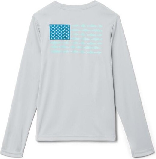 Columbia Kids' PFG Terminal Tackle Fish Flag Long Sleeve T-Shirt XSmall Grey Heather