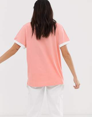 adidas adicolor three stripe t-shirt in pink