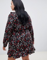 Thumbnail for your product : Uttam Boutique plus long sleeve ditsy print frill wrap dress
