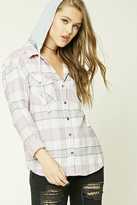 Thumbnail for your product : Forever 21 Hooded Plaid Flannel Shirt