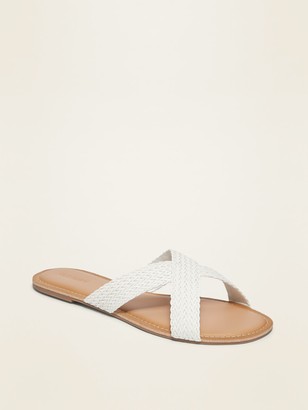 Old Navy Braided Faux-Leather Cross-Strap Slide Sandals for Women