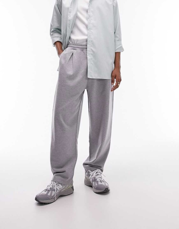 Topman baggy fit sweat jogger in grey marl ShopStyle Activewear