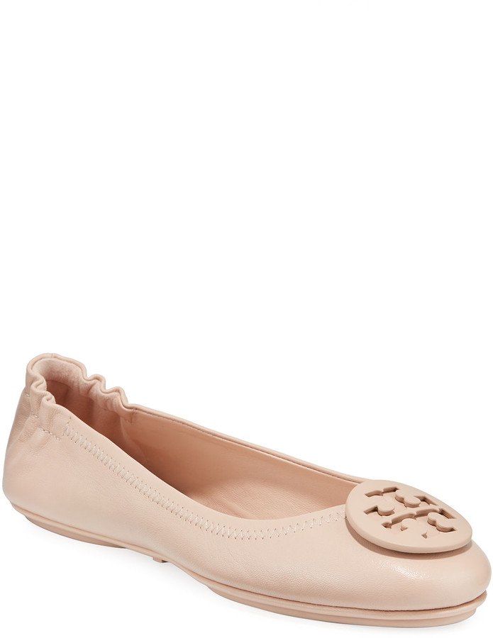 Tory Burch Minnie Travel Leather Ballet Flats ShopStyle