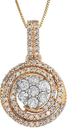FINE JEWELRY diamond blossom 1 CT. T.W. Diamond 14K Two-Tone Gold Swirl Cluster Pendant Necklace