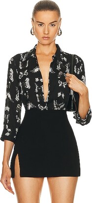 L'Agence Camille 3/4 Sleeve Shirt in Black