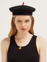 Thumbnail for your product : Ruslan Baginskiy Monogram Embroidered Wool Beret - Womens - Black
