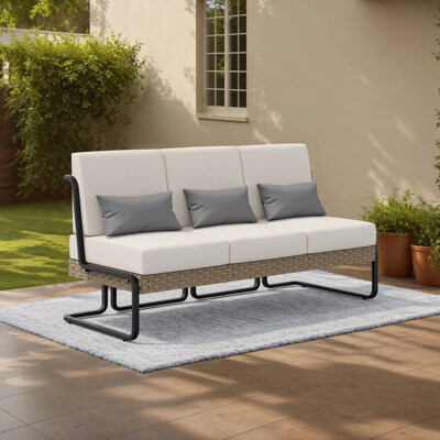 Borealis Aluminum & Wicker Outdoor Sofa With Cushions & Pillows