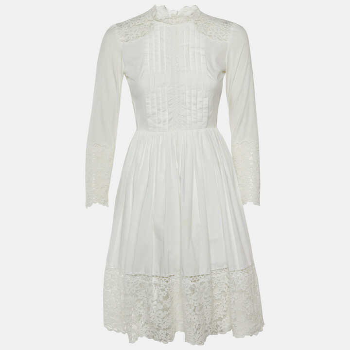 Sandro White Cotton Lace Detail Enja Mini Dress XS