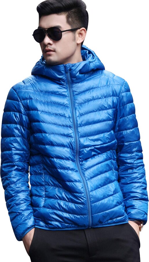 Pengniao Mens Down Jacket with Hood Down Coat Lightweight Puffer Jacket Mens  Hooded Ultra Light Packable Down Filled Jackets Men's Stand Collar Padded  Puffa Quilted Jackets Bubble Coats Downs Parka Sapphire -