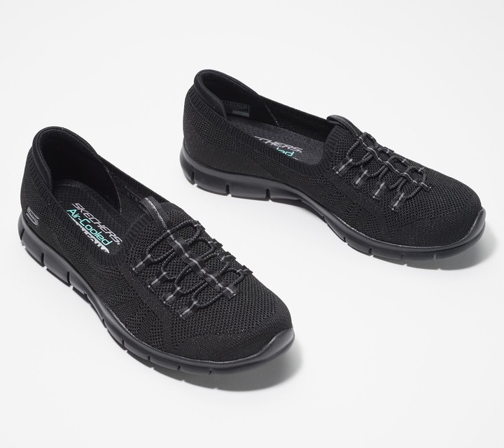 skechers knit bungee slip ons