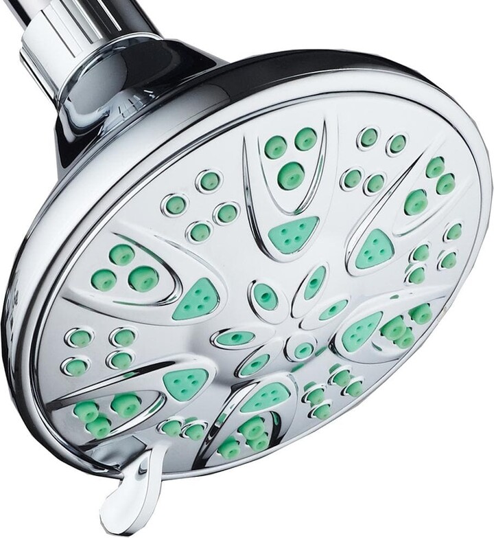 AquaDance® Antimicrobial 6-Spray 4 in. High Pressure Single Wall Mount Fixed Adjustable Rain Shower Head in chrome