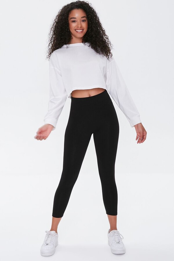 black cotton capri leggings