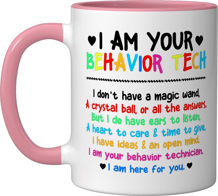 Registered Behavior Technician Training ABA RBT Behavior Science ABA Therapist Behavioral Technician Ceramic Mug, Pink/White