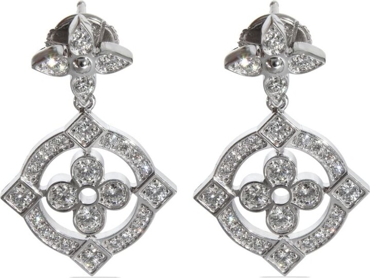 Louis Vuitton pre-owned 18kt White Gold Dentelle Diamond Drop Earrings -  Farfetch