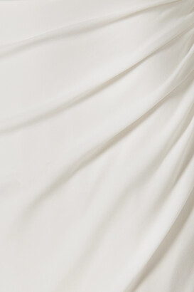 Halston Ellen One-shoulder Cape-effect Ruched Stretch-crepe Gown - White