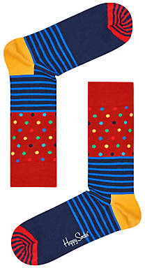 Happy Socks Stripe Spot Socks, One Size, Red/Multi