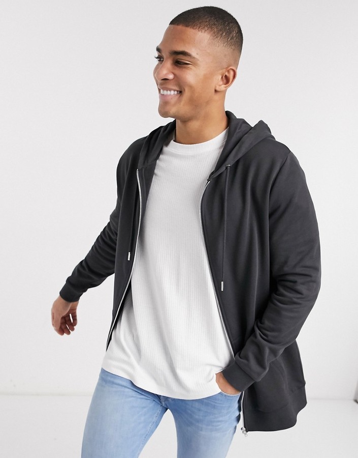 longline zipper hoodie