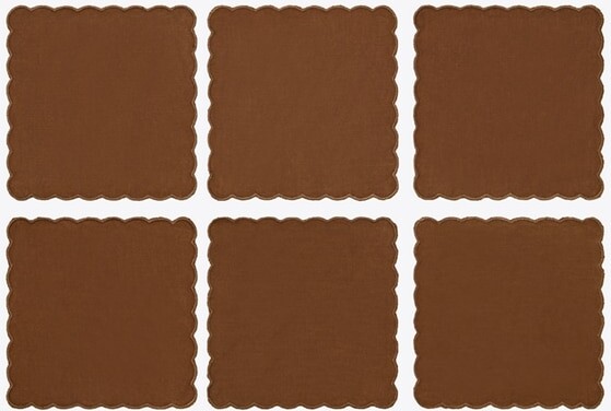 Scalloped Cocktail Linen Napkin, Set of 6